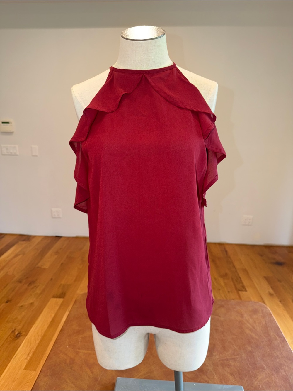 Charlotte Russe Ruffle Halter Camisole - Burgundy